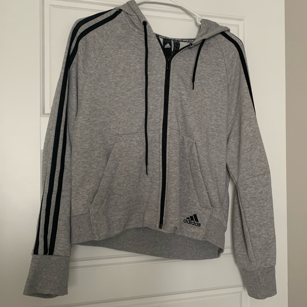 Adidas full zip grey jacket